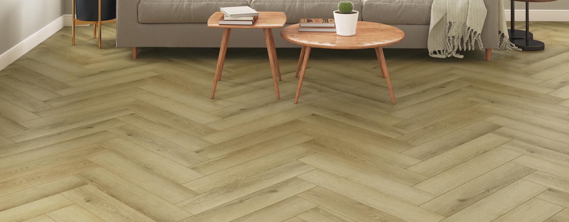Interiér s podlahou Herringbone