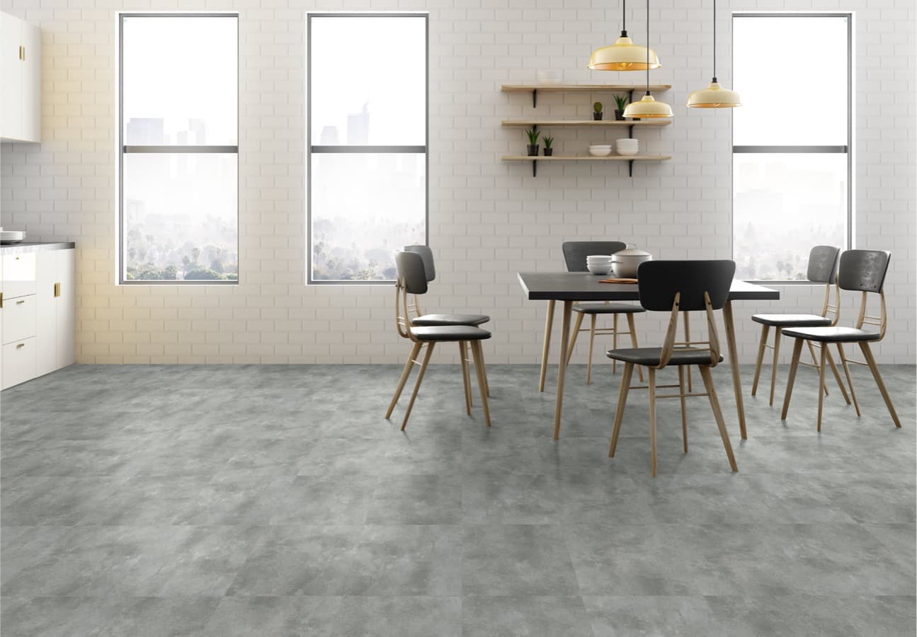 Interiér s podlahou Tiles